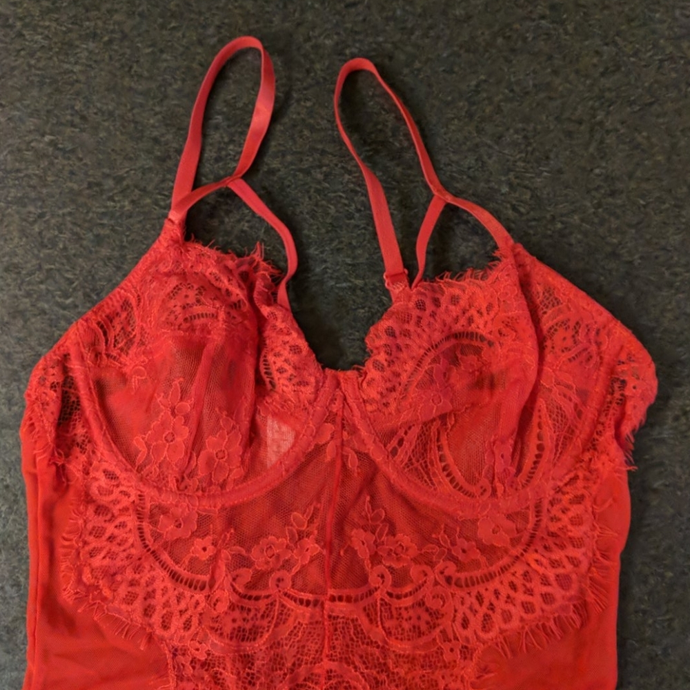 NIP Red Lace Bodysuit